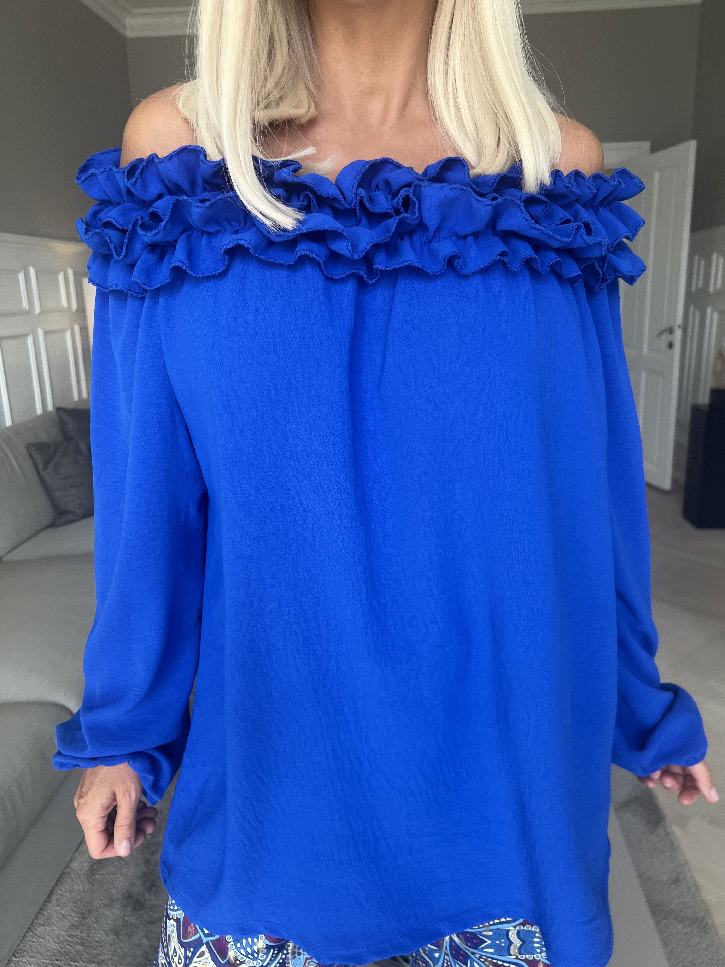 Chili - Fineste tunika bluse med flæser i udskæringen